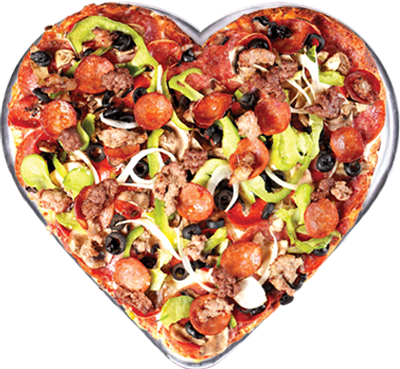 Heart shaped combo pizza